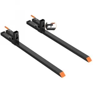 60" Pallet Forks 4000lbs, Double Nuts Tractor Forks, Clamp on Pallet Forks for Tractor Bucket Loader Skid Steer