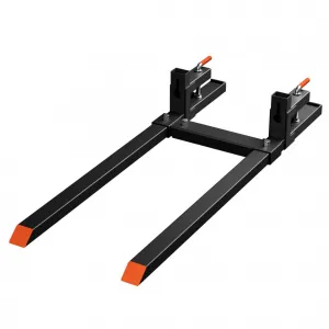 60" Pallet Forks, 4000 lbs Capacity Clamp on Pallet Forks for Tractor Skid Steer Loader Bucket, Heavy Duty Quick Attach Forks with Adjustable Stabilizer Bar (24-40")
