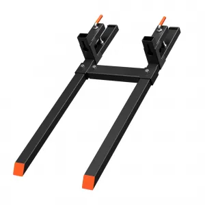 43" 2000 lbs Pallet Forks, Clamp on Pallet Forks for Tractor Skid Steer Loader Bucket, Heavy Duty Quick Attach Forks with Adjustable Stabilizer Bar (19"-29")