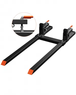 60" Pallet Forks, 2000 lbs Capacity Clamp on Pallet Forks for Tractor Skid Steer Loader Bucket, Heavy Duty Quick Attach Forks with Adjustable Stabilizer Bar