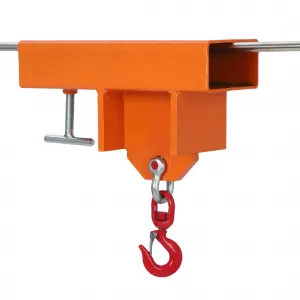 Forklift Lifting Hook Attachment, 2200 Lbs Capacity Single Mobile Forklift Crane, Forklift Lifting Hoist with Swivel Hook and Large T-Screw, Orange