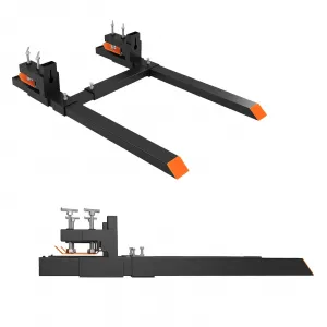 60" 4000Lbs Clamp on Pallet Forks, Heavy Duty Bucket Forks with Adjustable Stabilizer Bar (17.7"-34.6") for Tractor Bucket, Skid Steer, Black -with Stabilizer Bar