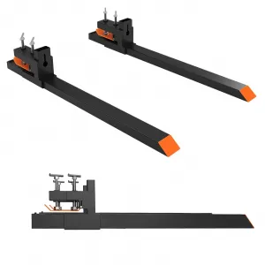 60 Inch Clamp on Pallet Forks, 4000 Lbs Heavy Duty Pallet Forks for Tractor Bucket, Skid Steer,Black - without Stabilizer Bar