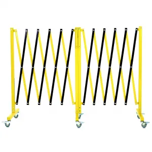 Retractable 19.8FT Safety Barrier Gate, Metal with Warning Board