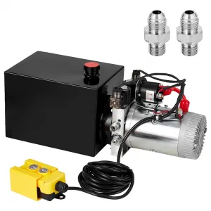 4 Quart Hydraulic Pump 12V Double Acting Hydraulic Power Unit, Hydraulic Pumps with 4L Steel Tank, Hydraulic Pump Power Unit for Dump Trailer Car Lifting Platforms