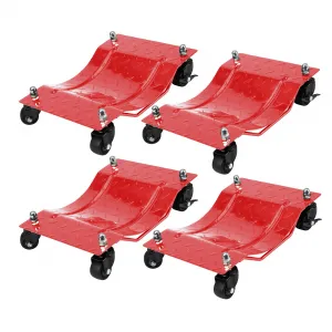 Wheel Dolly, 6000 lbs/2722 kg Car Moving Dolly, Wheel Dolly Car Tire Stake Set of 4 Piece, Heavy-duty Car Tire Dolly Cart Moving Cars, Trucks, Trailers, Motorcycles, and Boats, Red