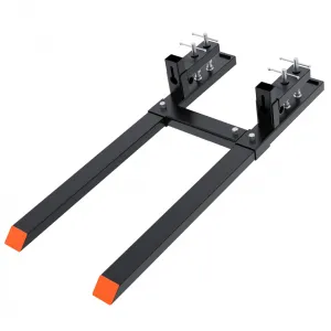 65” 6000lbs Clamp on Pallet Forks, Heavy Duty Clamp on Pallet Forks with Adjustable Stabilizer Bar, Quick Attach Tractor Forks for Tractor Bucket, Skid steer, Loader Bucket