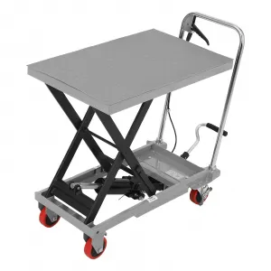 Hydraulic Lift Table Cart 500lbs, Lift Table Capacity 28.5 Inch Lifting Height, Manual Single Scissor with 4 Wheels and Non-Slip Pad Thickness 3mm for Material Handling and Transportation - 500lbs / Grey