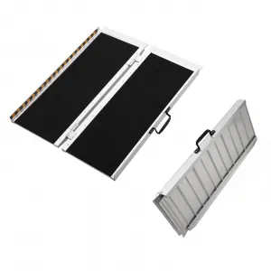 2FT Portable Aluminum Wheelchair Ramp – Non-Skid Anti-Slip Threshold Ramp for Home, Cars, Curbs, Stairs & Scooters Handicap Accessible