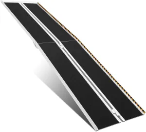 7FT Portable Wheelchair Ramp, 800 lbs Capacity, Non-Skid Aluminum Folding Threshold Ramp, Handicap Access Ramp for Home, Stairs, Doorways, Curbs