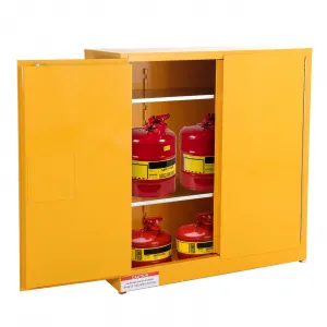 30 Gal Flammable Safe Cabinet, 43" x 18" x 44" Galvanized Steel Flammable Liquid Storage Cabinet With 1 Shelf, 2 Manual Closing Doors