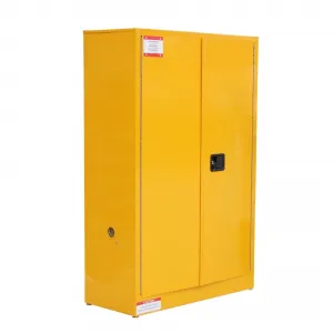 45 Gal Flammable Safe Cabinet, 43" x 18" x 65" Galvanized Steel Flammable Liquid Storage Cabinet With 1 Shelf, 2 Manual Closing Doors
