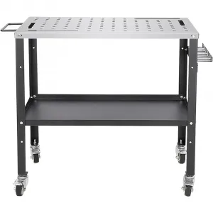 Welding Table 36x24 Steel 1200lbs Capacity Locking Wheels Portable Heavy Duty Workbench with Tool Slots for Garage Workshop