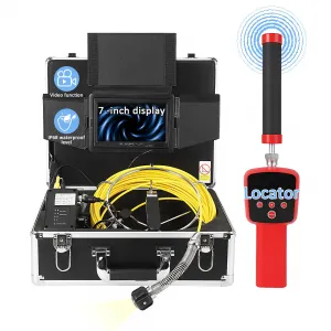 Sewer Camera with 512Hz Locator, 165ft/50m Pipeline Inspection Camera, 7" Screen with DVR, IP68 Waterproof Camera with 12 Adjustable LEDs, 16GB SD Card for Sewer, Home, and Drain Pipe Plumbing