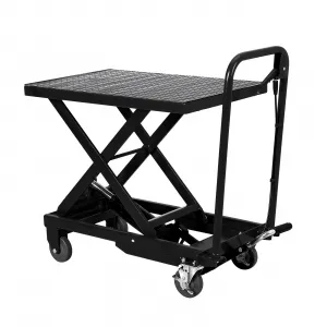 Hydraulic Lift Table Cart, 1100lbs Capacity 33.5 Inch Lifting Height, Manual Single Scissor Lift Table with Non-slip Pad, Elevating Hydraulic Cart for Material Handling and Transportation, Black