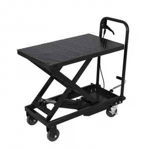 Hydraulic Lift Table Cart, 500lbs Capacity 28.4" Lifting Height, Manual Single Scissor Lift Table with Non-Slip Pad, Elevating Hydraulic Cart for Material Handling and Transportation, Black