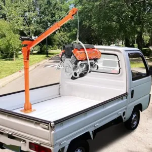 1100 lb Electric Pickup Truck Crane with Electric Winch 3500 lb 12V, Folding Truck-Mounted Crane, Painted Steel Pickup Truck Jib Cranes Hoist 360° Swivel for Lifting Goods in Construction Factory