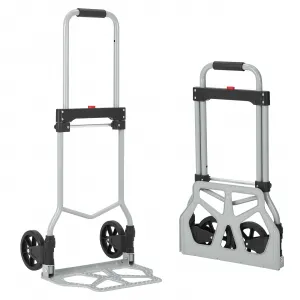 Folding Cart - 220 lbs, Steel Base, 2 Wheels, Adjustable Handle, Foldable Cart
