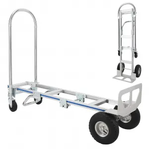2 in 1 Folding Hand Truck Dolly, 770 Lbs Capacity Dolly Cart Foldable with Wheels, Aluminum Convertible Hand Trucks Heavy Duty, Collapsible Hand Cart for Moving in Warehouse, Office, Supermarket