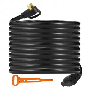 RV Extension Cord Power Grip 15 Ft 50 Amp Flexible Heavy Duty PVC Waterproof Cord Organizer 6AWG/3C+8AWG/1C Camping
