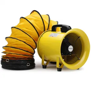 GAVREE 10 Inches Blower Fan,Exhaust Fan with 16.4 FT Duct Hose,380W 1893 CFM Heavy Duty Blower,Industrial Ventilator for Exhausting & Ventilating at Home and Job Site,Yellow