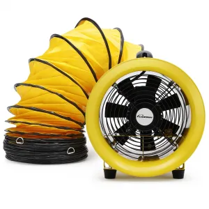 8 Inches Blower Fan,Exhaust Fan with 16.4 FT Duct Hose,195W 1070 CFM Heavy Duty Blower,Industrial Ventilator for Exhausting & Ventilating at Home and Job Site,Yellow