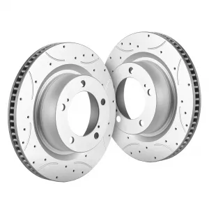 Rear Brake Rotors Drilled And Slotted For 2011-2019 Ford Edge Explorer Flex Taurus MKS MKT MKX Aluminum-Zinc Coated