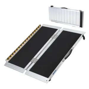 3 FT Portable Aluminum Wheelchair Ramp With Non-Skid Surface And Reflective Strips For Homes, 36x28 Inches, Silver