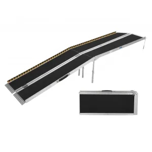 9FT Portable Wheelchair Ramp Non-Slip Aluminum Folding Lightweight Sturdy Stainless Steel Hinges Home Doorways Steps Curbs