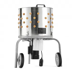 Powerful 20" Stainless Steel Chicken Plucker – 108 Soft Fingers, 500W Motor, Efficient Plume Removal, Easy Clean for Chickens, Ducks & Turkeys – Farm & Commercial Use – 106 Stick, American Standard 120V, Silver