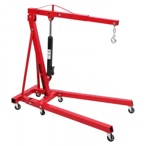 Engine Hoist 2 Ton Folding Cherry Picker Shop Crane Hoist Lift, 4400 LBS Heavy Duty Hydraulic Engine Crane with Telescopic Boom & 6 Casters, Engine Hoist Lever for Engine Lifting Loading