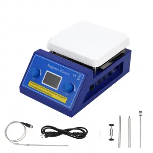 6.69 Inch Magnetic Stirrer Hot Plate Max Temp 300°C/572°F | Max 5L Stirring Capacity, 200-2000RPM, 110V, Laboratory Hot Plate with Temp Probe Sensor & Stir Bar (Not Include Stand）