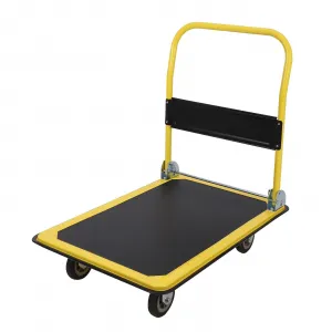 Platform Truck L-Shape Steel Flat Cart 660 Lbs Capacity Detachable Handle 5" Nylon Casters Warehouse Use