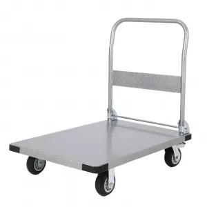 Platform Truck Cart 2000 LBS Load Capacity, Foldable Steel Hand Push Dolly with 6" TPR Brake Wheels, Heavy Duty Flatbed Hand Cart 36" x 24" for Loading and Moving, Home Office Warehouse