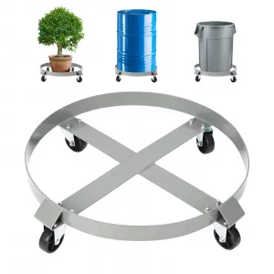 55 Gallon Drum/Barrel Dolly 2-Pack– 1000-LB Capacity Heavy-Duty Steel with 4 Swivel Casters & Cross Braces for Warehouse/Industrial Handling