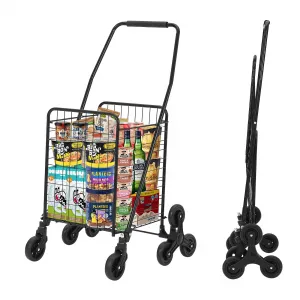 Folding Shopping Cart 110LBS Capacity Alloy Steel Utility Cart with Stair Climbing Wheels, 22 Gallon Large Basket, Weighs Only 10 Pounds, Collapsible Cart for Shopping Moving Laundry Grocery