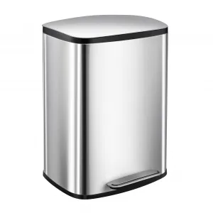13Gal Stainless Steel Kitchen Trash Can, 50L Pedal Heavy Duty Hands-Free Garbage Can, Commercial Brushed Step Waste Bin for Bathroom Bedroom Home Office