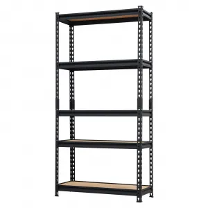 Heavy Duty Garage Shelving 2000 lbs Adjustable 5 Tier Metal Storage Shelves Carbon Steel Durable Anti-Tip Brackets Black 60x30x12" for Warehouse, Kitchen