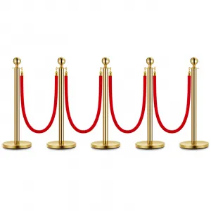 Stanchions and Velvet Ropes, Crowd Control Barriers Queue Pole ,Red Carpet Ropes and Poles, Gold