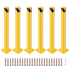 Safety Bollard Post, 30" x 4.5" Removable Steel Bollard, Bolt Down Parking Bollards, Yellow