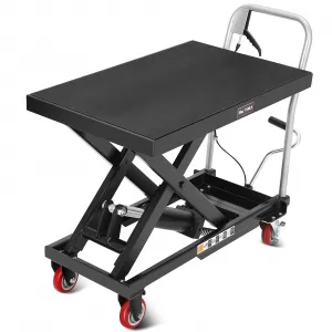 Hydraulic Lift Table Cart 1100 lbs Capacity 32" Lift Height Steel Non-Slip Pad 4 Wheels Material Handling