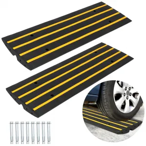 2 Pack 48" Lx16 Wx2.5 H Rubber Curb Ramps, Rubber Threshold Ramp, Driveway Curb Ramp, Doorway Rubber Ramp 44000 Capacity Curbside Bridge Ramp for Car, Truck, Bike, Motorcycle, Wheelchair