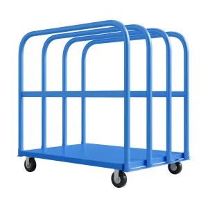 2000LBS Heavy Duty Folding Platform Cart – Dual Side Handrails – 5" 360° Swivel Wheels – 37x24" All-Weather Flatbed – Easy Assembly & Storage – Office Rolling Cart – Blue | Two Brake Wheels + Two Global Wheels