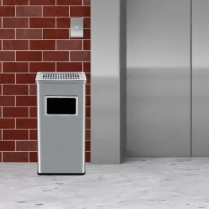 7.9 Gallon/30 L Indoor Outdoor Trash Can, Commercial Garbage Can with Removable Inner Bucket, Stainless Steel Ashtray Metal Can, Waste Bin Container with Lid for Outside Patio