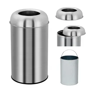 Open Top Trash Can, 13 Gallon/50 L Outdoor Indoor Round Garbage Can with Removable Inner Wastebasket, Commercial Grade Stainless Steel Rubbish Bin for Home, Office, Restaurant