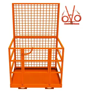 Forklift Safety Cage, 43"x45" Forklift Man Basket,1800lbs Capacity Forklift Work Platform with Safety Harness & Lock,Forklift Aerial Platform 2-Man Collapsible Lift Basket for Lifting Loader