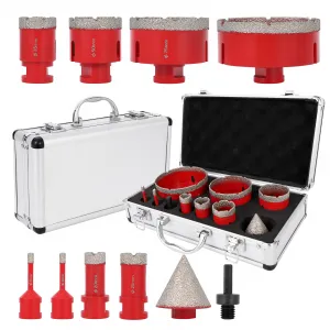 10 Pcs Diamond Core Drill Bit Set With Hexagonal Shank Adapter For Porcelain Marble Ceramic Granite Tile Drilling, Multiple Sizes, Durable