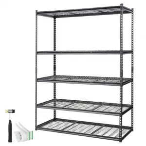 Storage Shelving Unit, 5-Tier Adjustable Storage Shelves, 60" L x 24" W x 78" H Heavy Duty Garage Storage Shelves, Metal Shelves for Kitchen Pantry Basement Bathroom Laundry