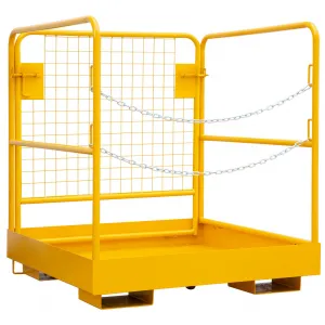 36"x36" Forklift Safety Cage – 1200-LB Capacity Heavy-Duty Steel Lift Basket with 2 Chains for Aerial Work Platforms