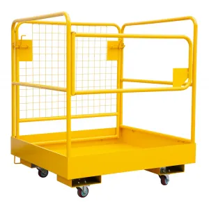 Forklift Safety Cage 36"x36" 1200lbs Capacity -w/4 Wheels for Warehouse & Construction Platforms